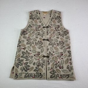 Woolrich M Wool Sweater Vest Women's Maple Leaf with Clasps Vintage Medium